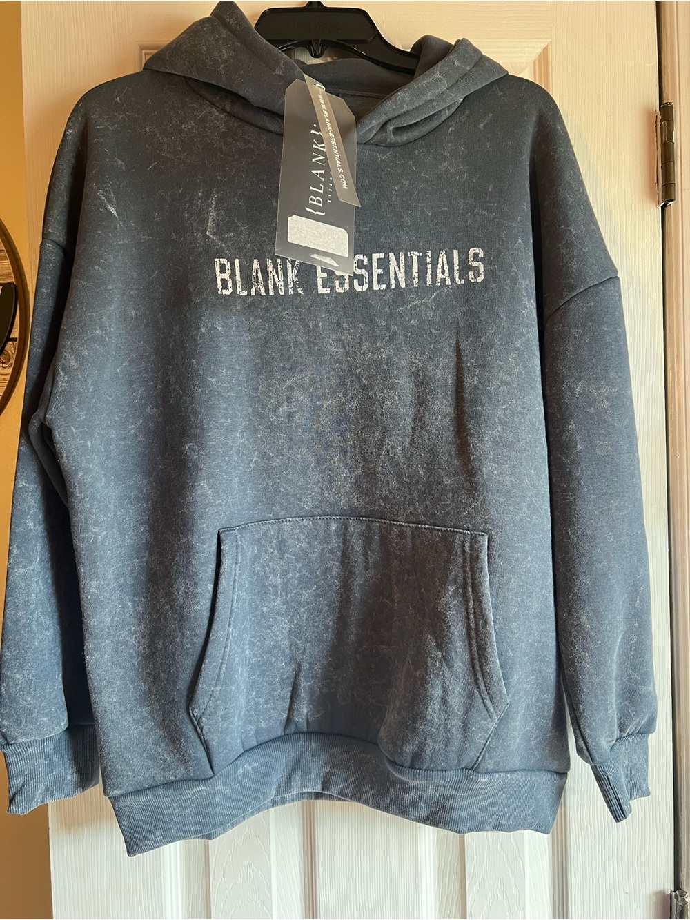 Essentials Washed Black Pullover Hoodie